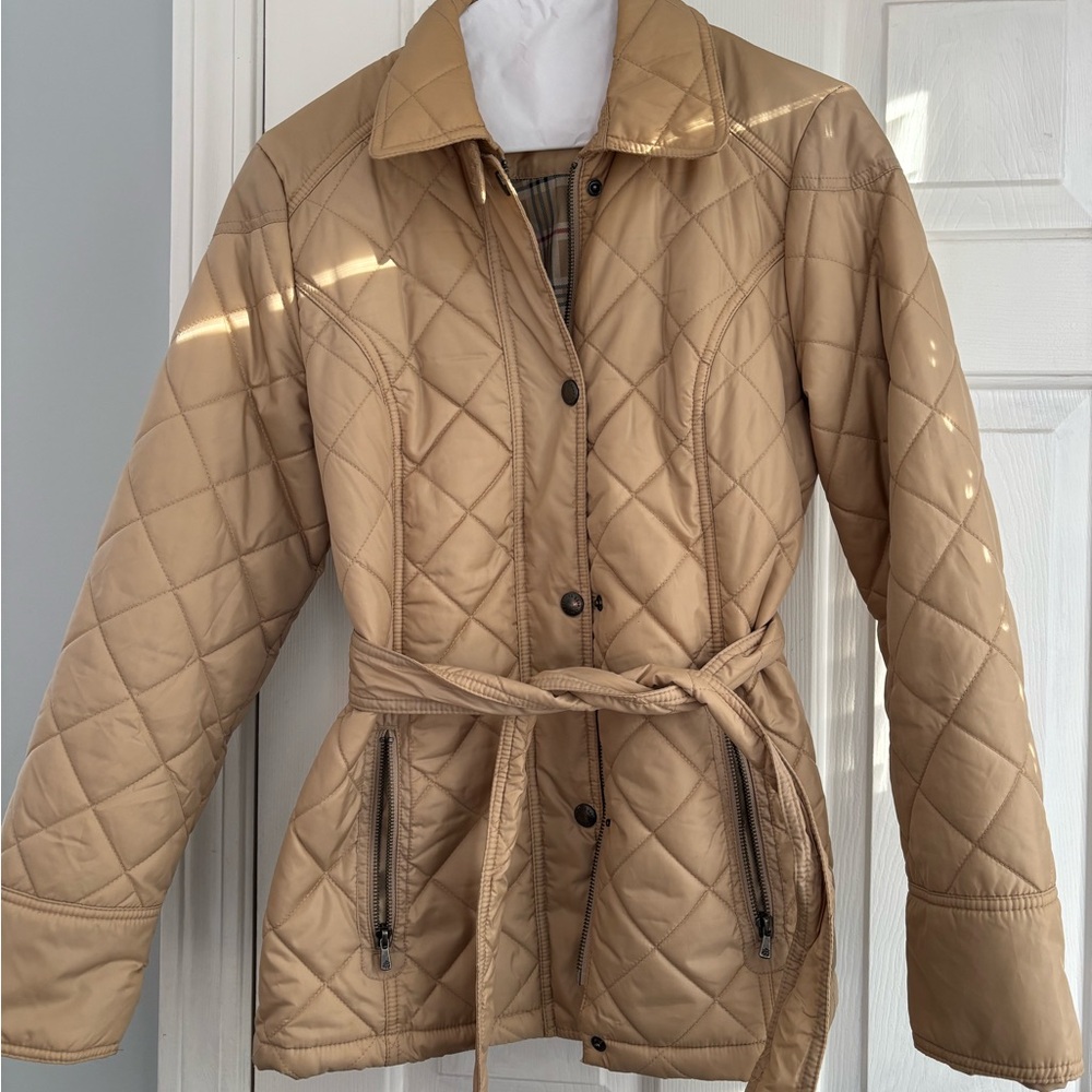 Brooks Brothers Camel Quilted Design Plaid Lining Jacket